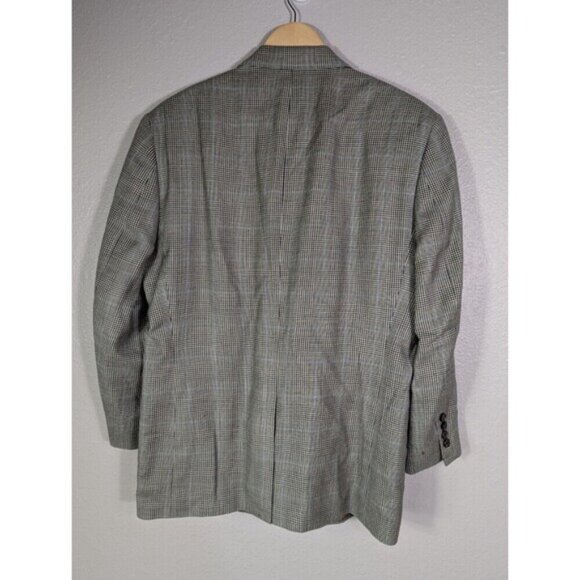 Ralph Lauren Suit Jacket Men Sz 40 S Silk Wool Blend Tan Plaid Blazer Sport 105 - Picture 2 of 8